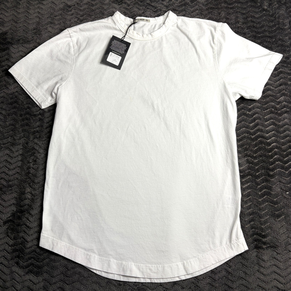 Buck Mason White Pima Curved Hem Tee size XS